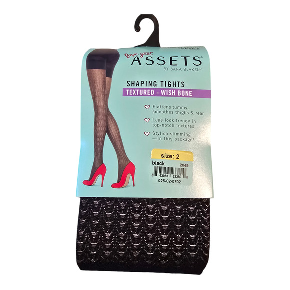 Spanx Love Your Assets Tights Size 2 Black Textured Wish Bone Shaping - Picture 1 of 2